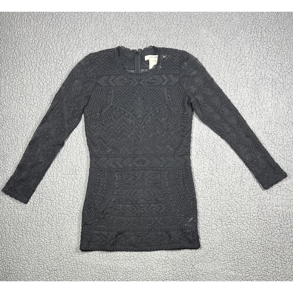 Isabel Marant Pour H&M Dress Womens 2 Black Lace Bodycon Long‎ Sleeve Mini Mesh